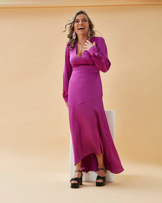 VESTIDO LARGO MARIBEL MAGENTA
