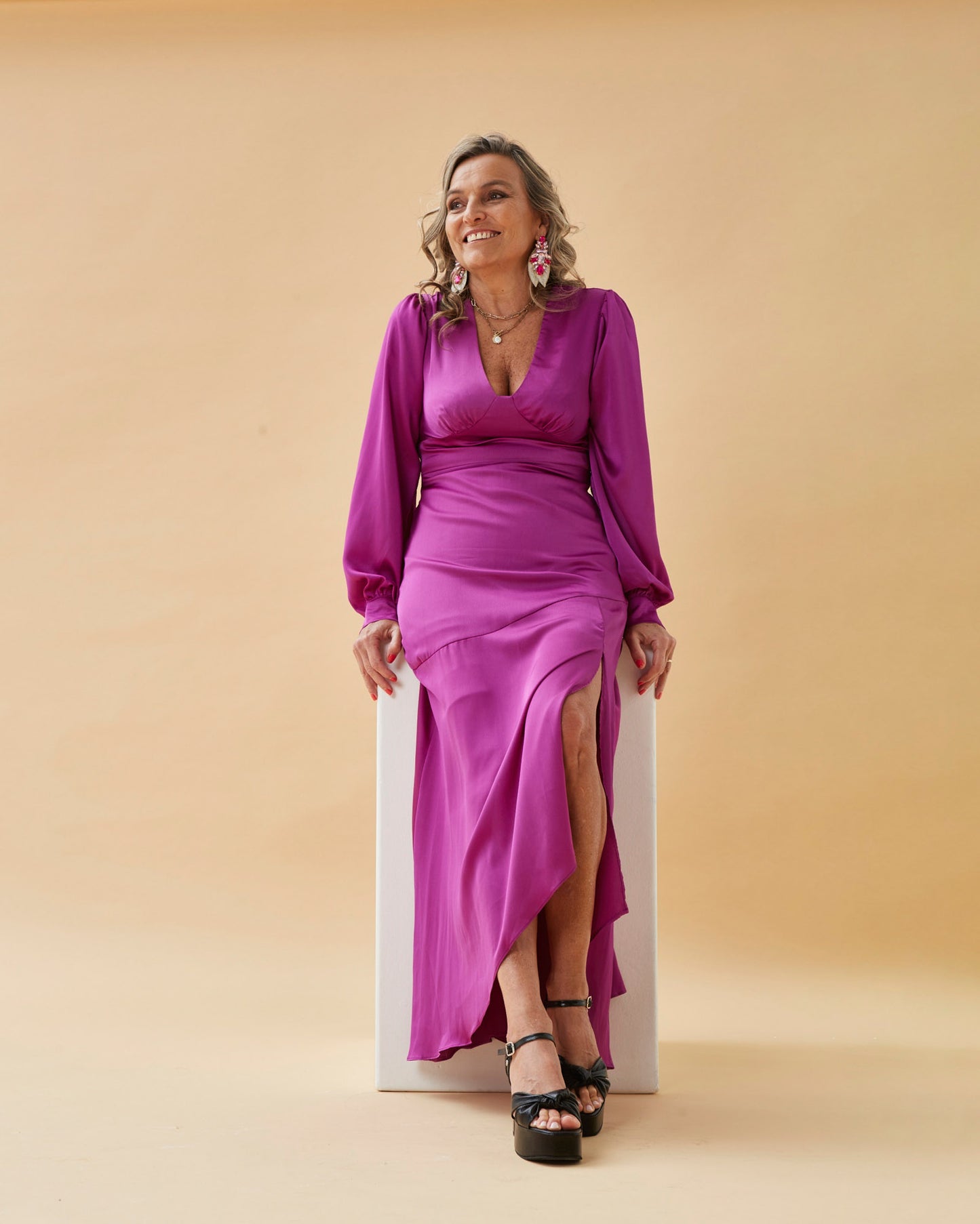 VESTIDO LARGO MARIBEL MAGENTA