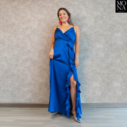 vestido largo azulino