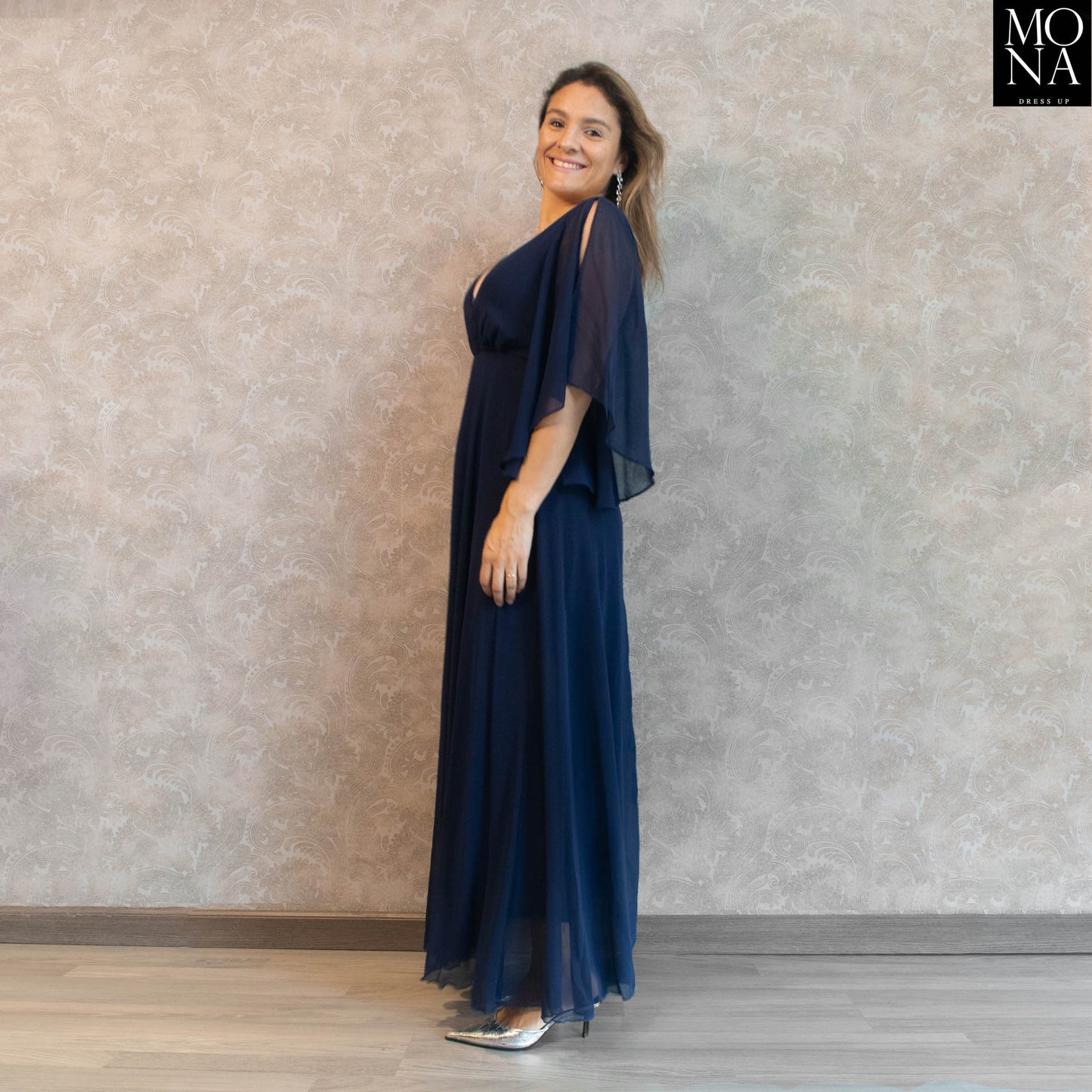 VESTIDO LARGO DIANA AZUL MARINO