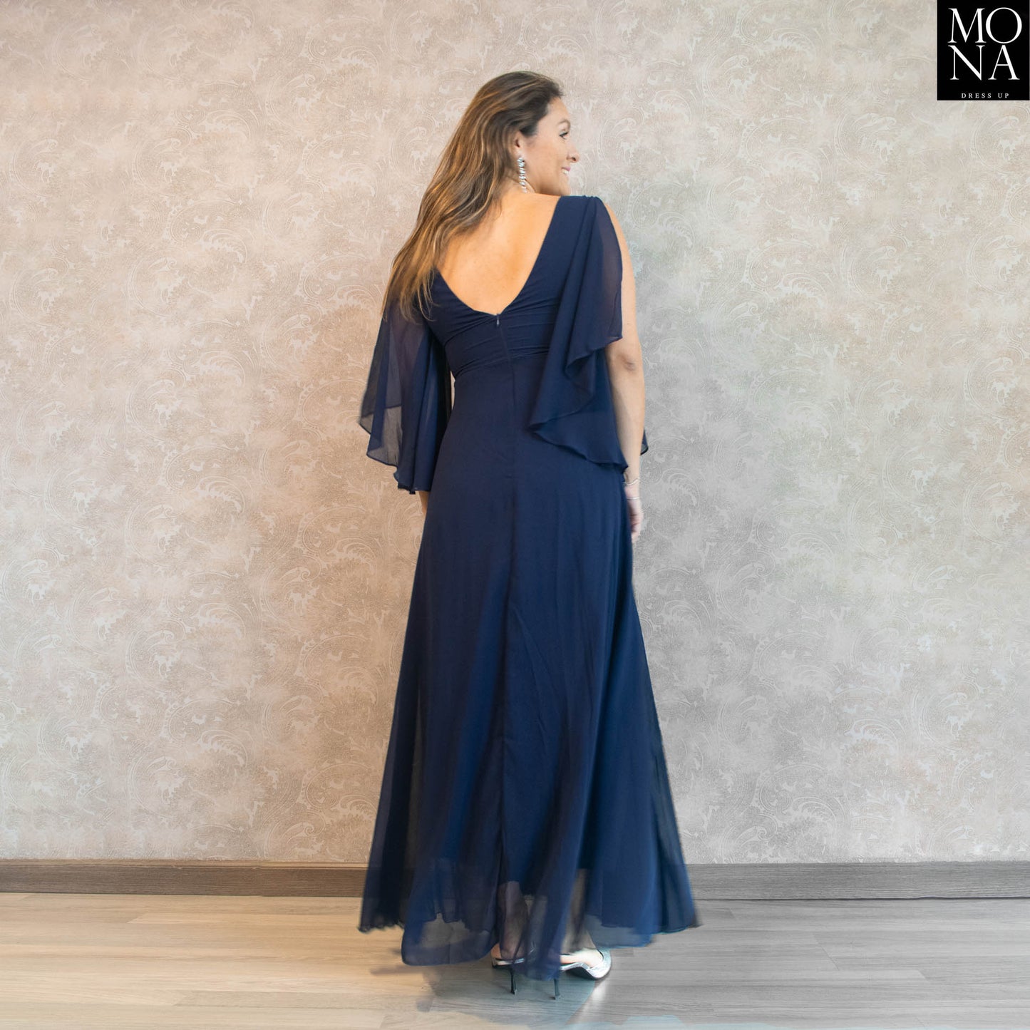 VESTIDO LARGO DIANA AZUL MARINO