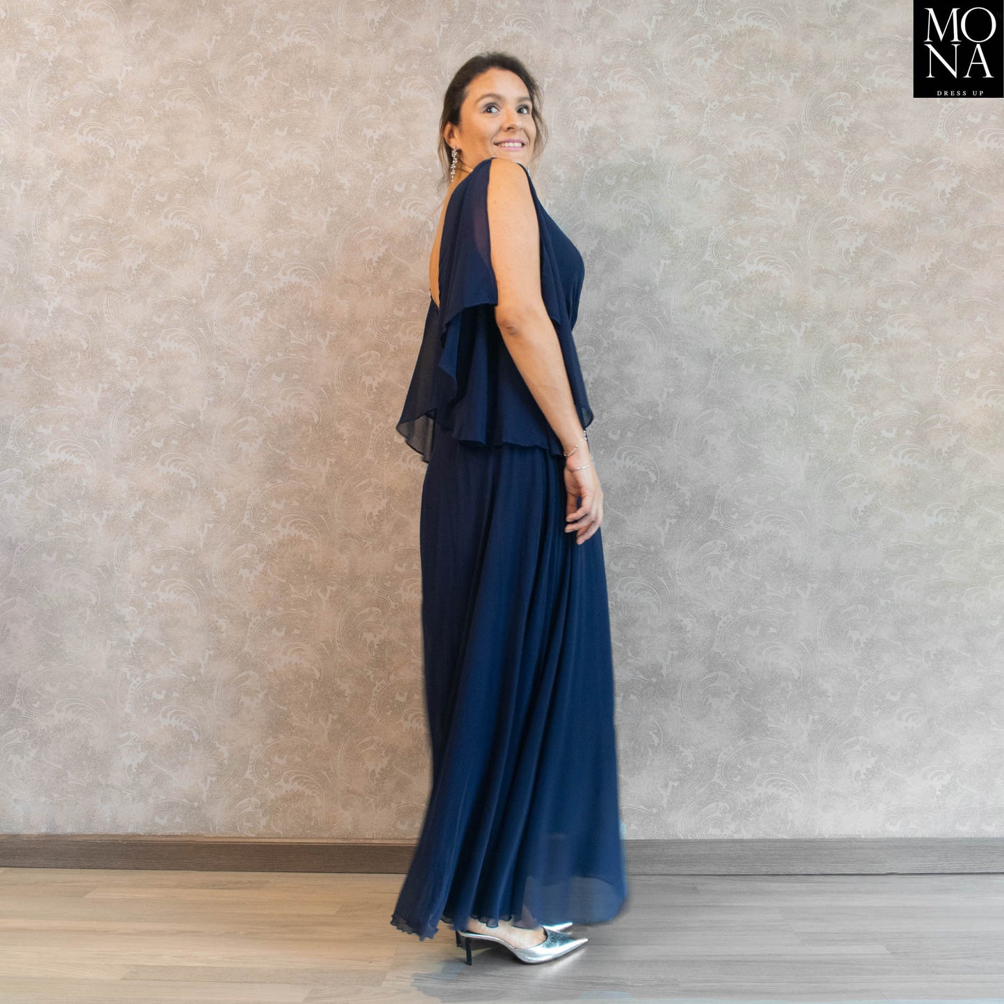 VESTIDO LARGO DIANA AZUL MARINO