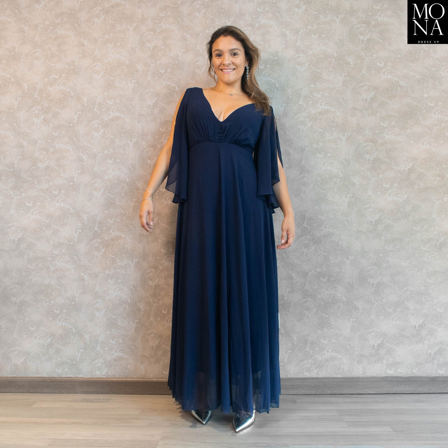 VESTIDO LARGO DIANA AZUL MARINO