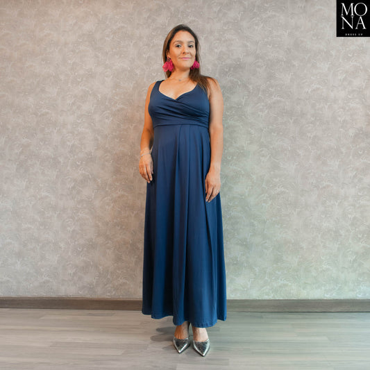 VESTIDO LARGO LORENZA AZUL MARINO