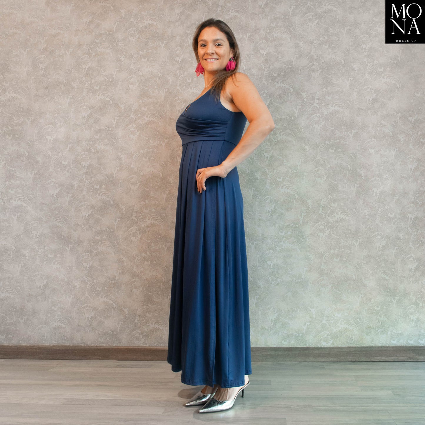 VESTIDO LARGO LORENZA AZUL MARINO