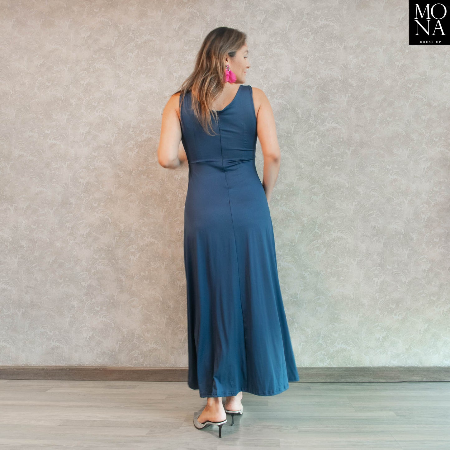 VESTIDO LARGO LORENZA AZUL MARINO