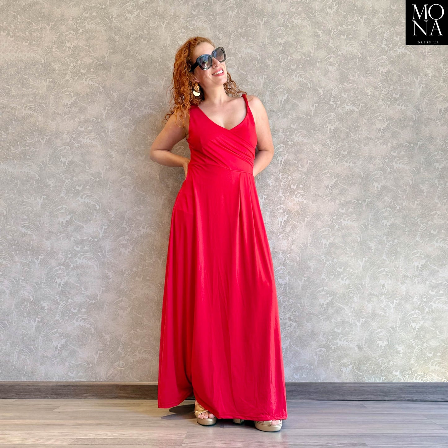 VESTIDO LARGO LORENZA ROJO