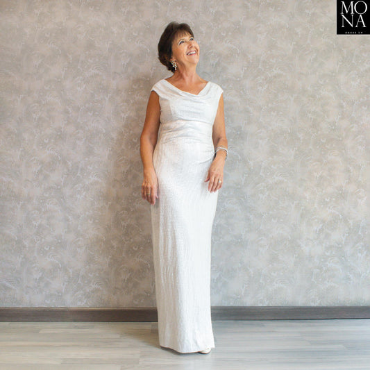 VESTIDO LARGO BETTINA PLATEADO
