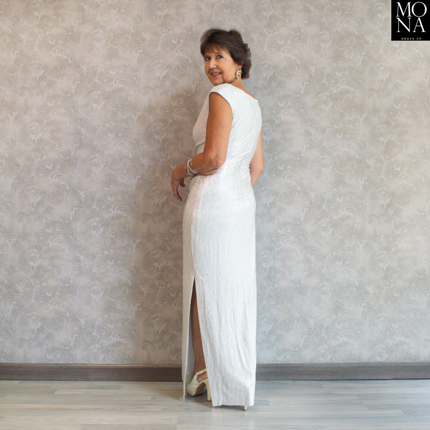VESTIDO LARGO BETTINA PLATEADO