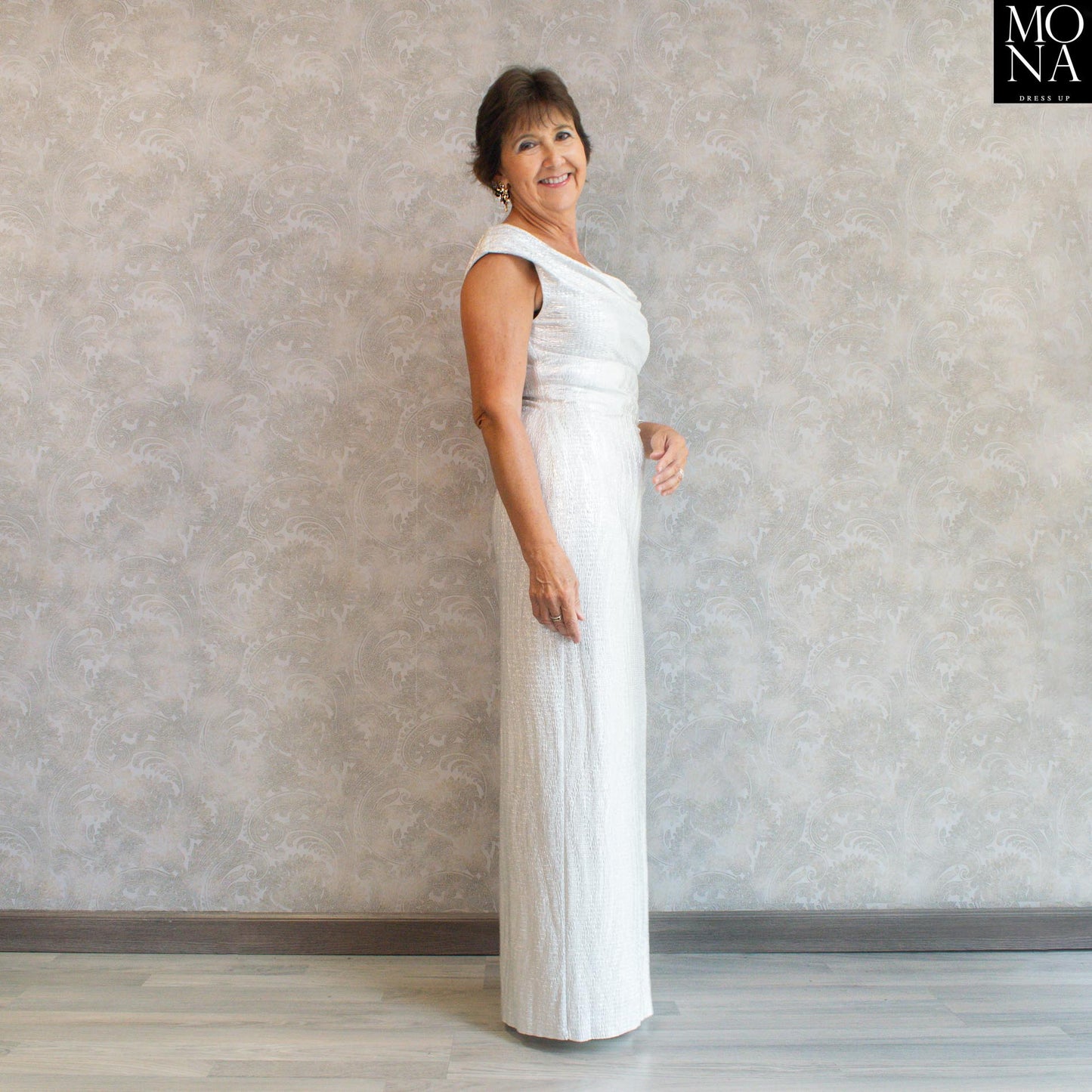 VESTIDO LARGO BETTINA PLATEADO