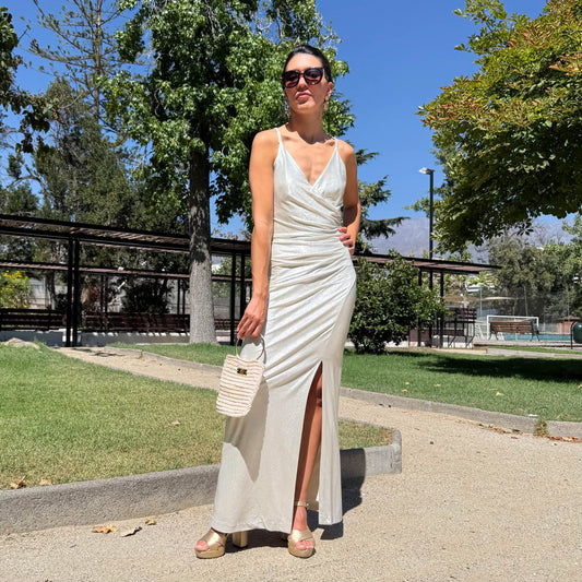 VESTIDO LARGO VERA PLATEADO