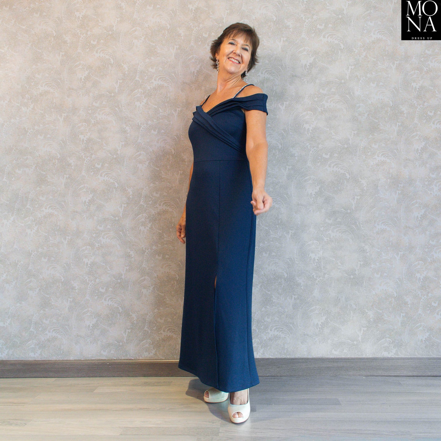 VESTIDO LARGO REBECA AZUL MARINO