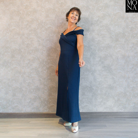 VESTIDO LARGO REBECA AZUL MARINO