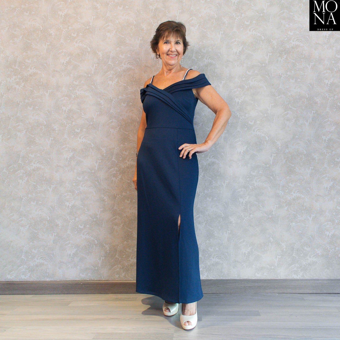 VESTIDO LARGO REBECA AZUL MARINO