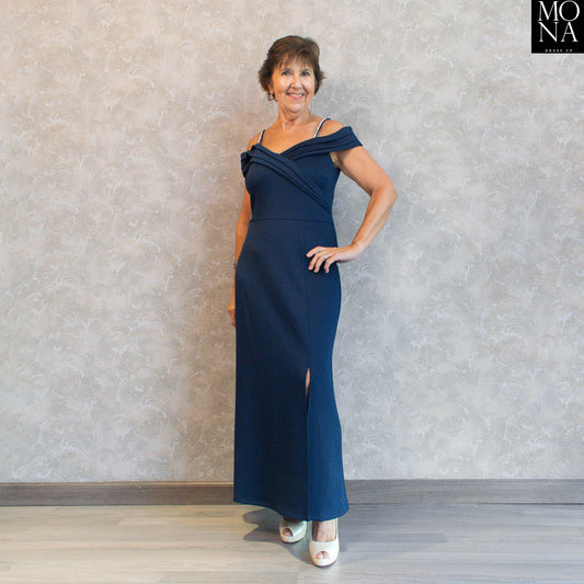 VESTIDO LARGO REBECA AZUL MARINO