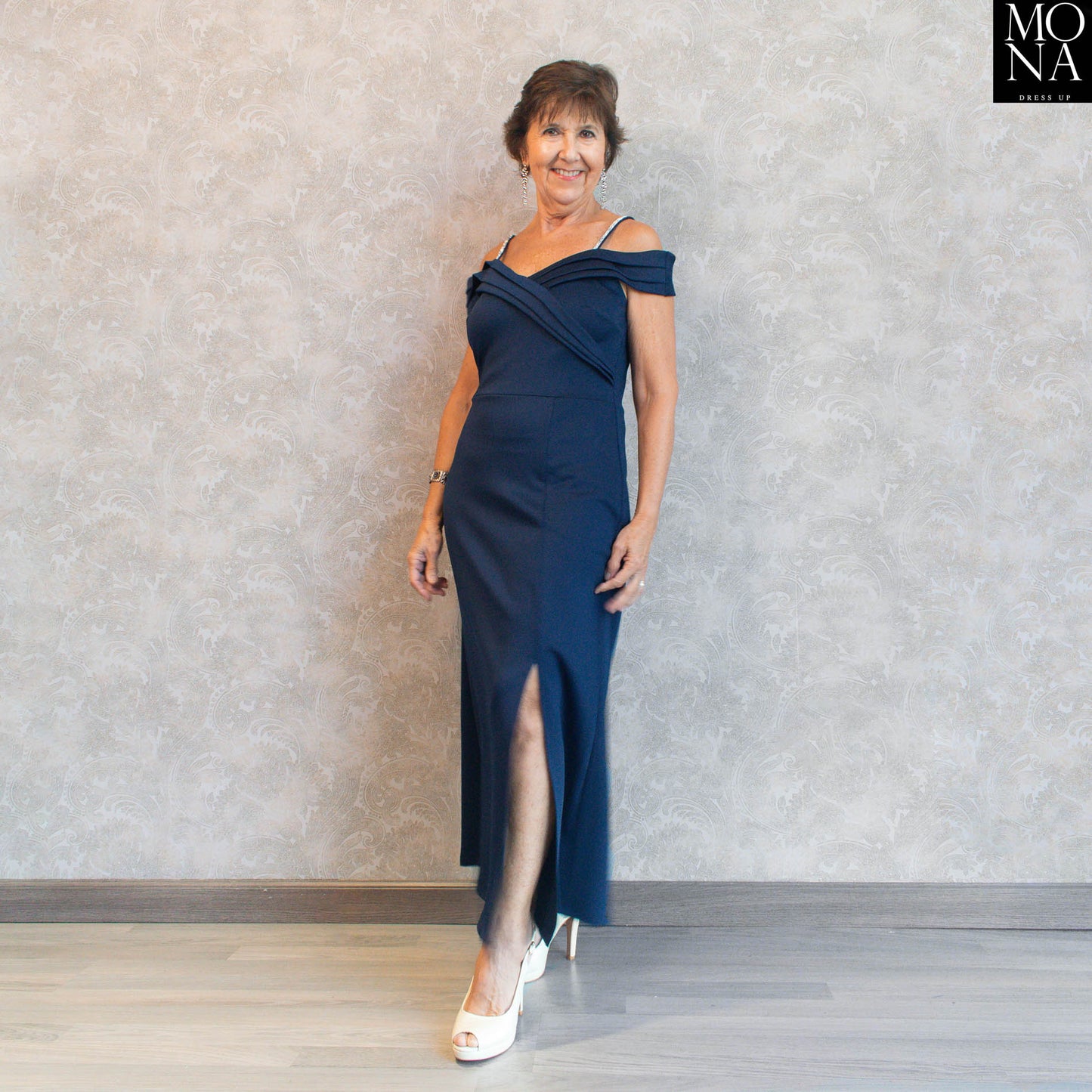 VESTIDO LARGO REBECA AZUL MARINO