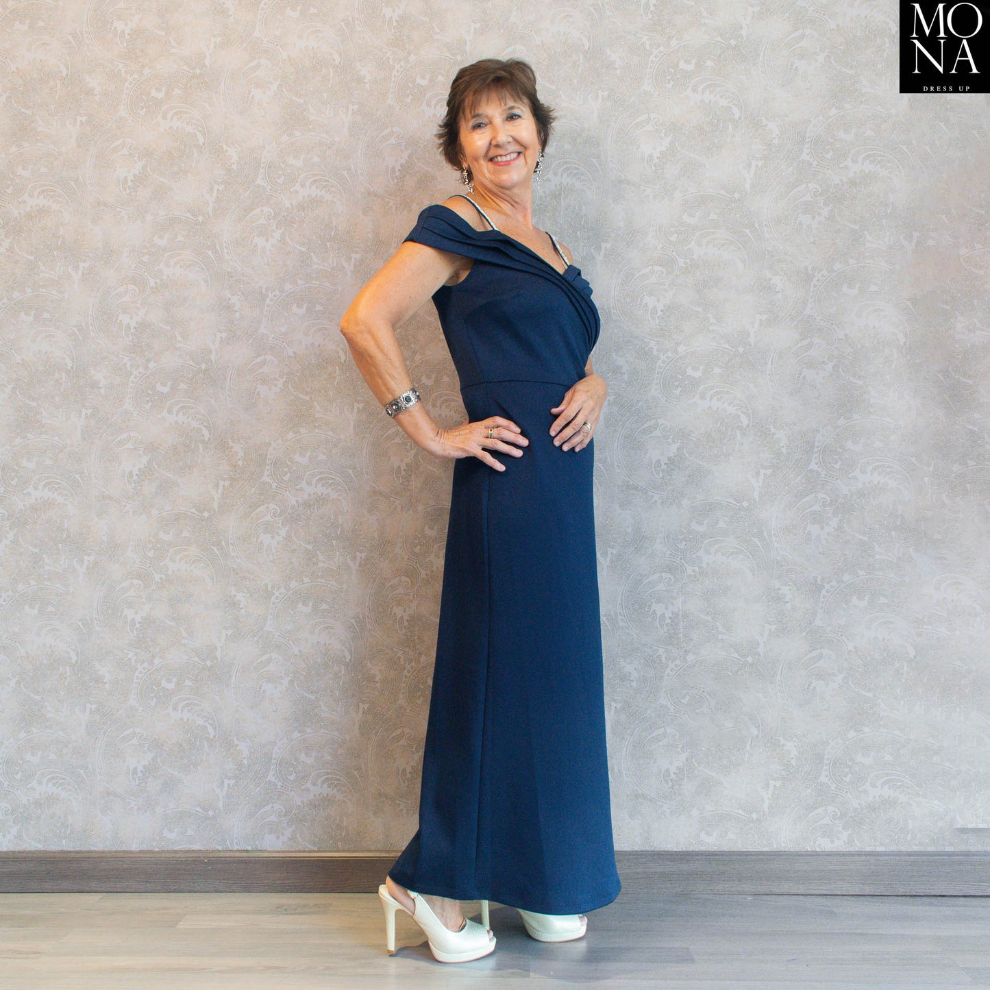VESTIDO LARGO REBECA AZUL MARINO