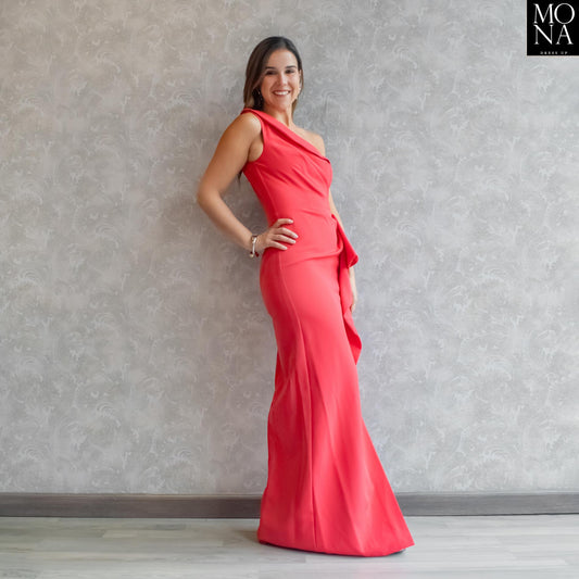 VESTIDO LARGO EUGENIA CORAL