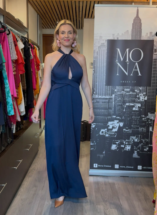 VESTIDO LARGO AURELIA AZUL MARINO