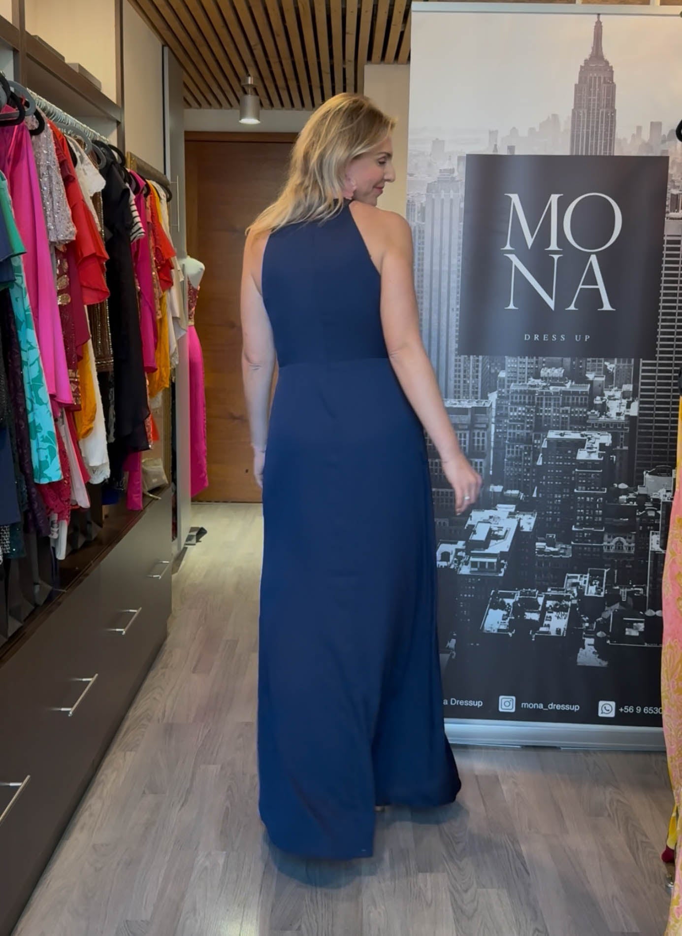 VESTIDO LARGO AURELIA AZUL MARINO