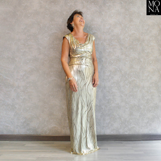 VESTIDO LARGO BETTINA DORADO
