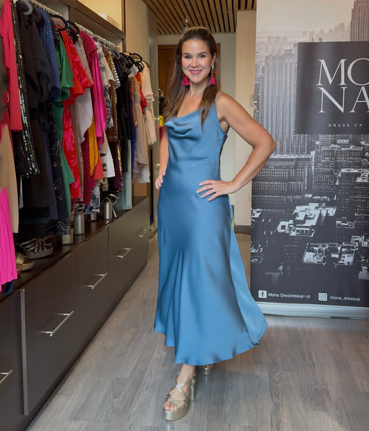 VESTIDO LARGO REGINA AZUL VELA