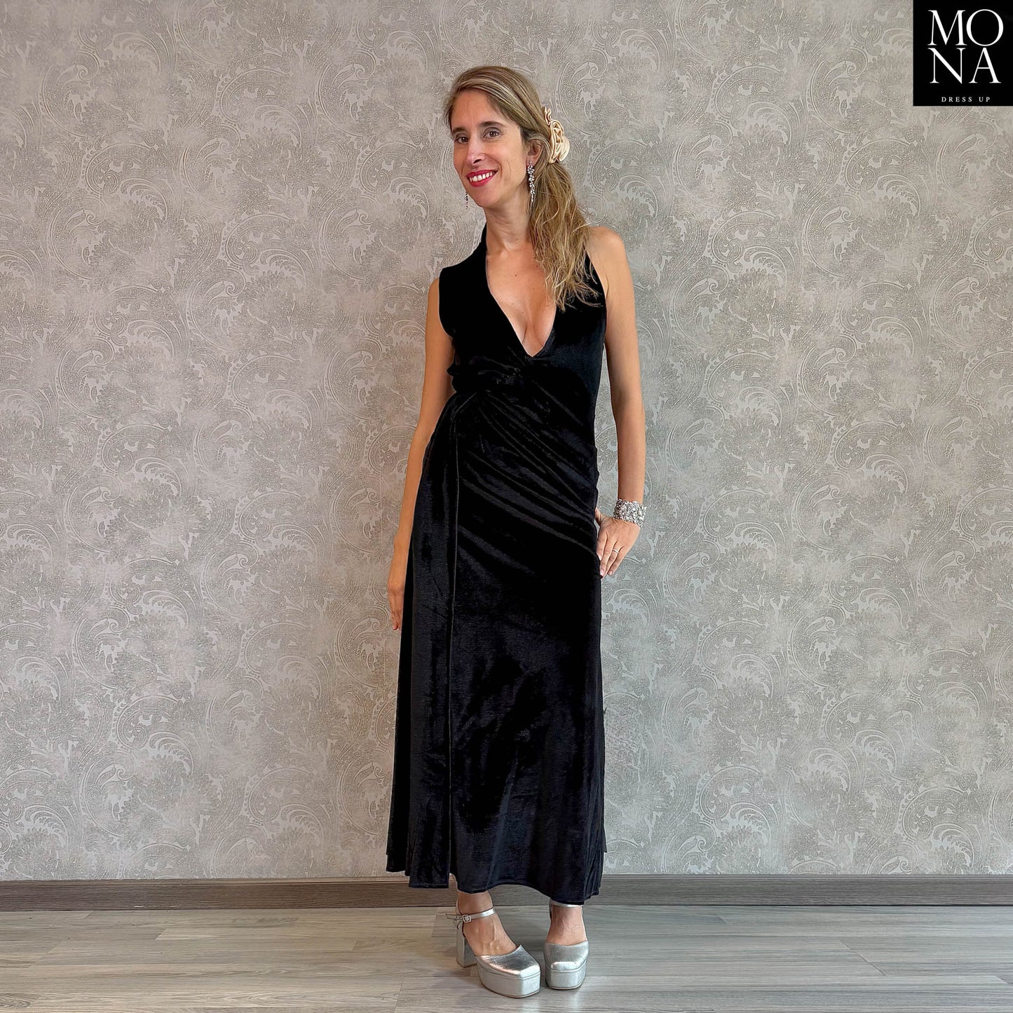 VESTIDO LARGO DONNA NEGRO