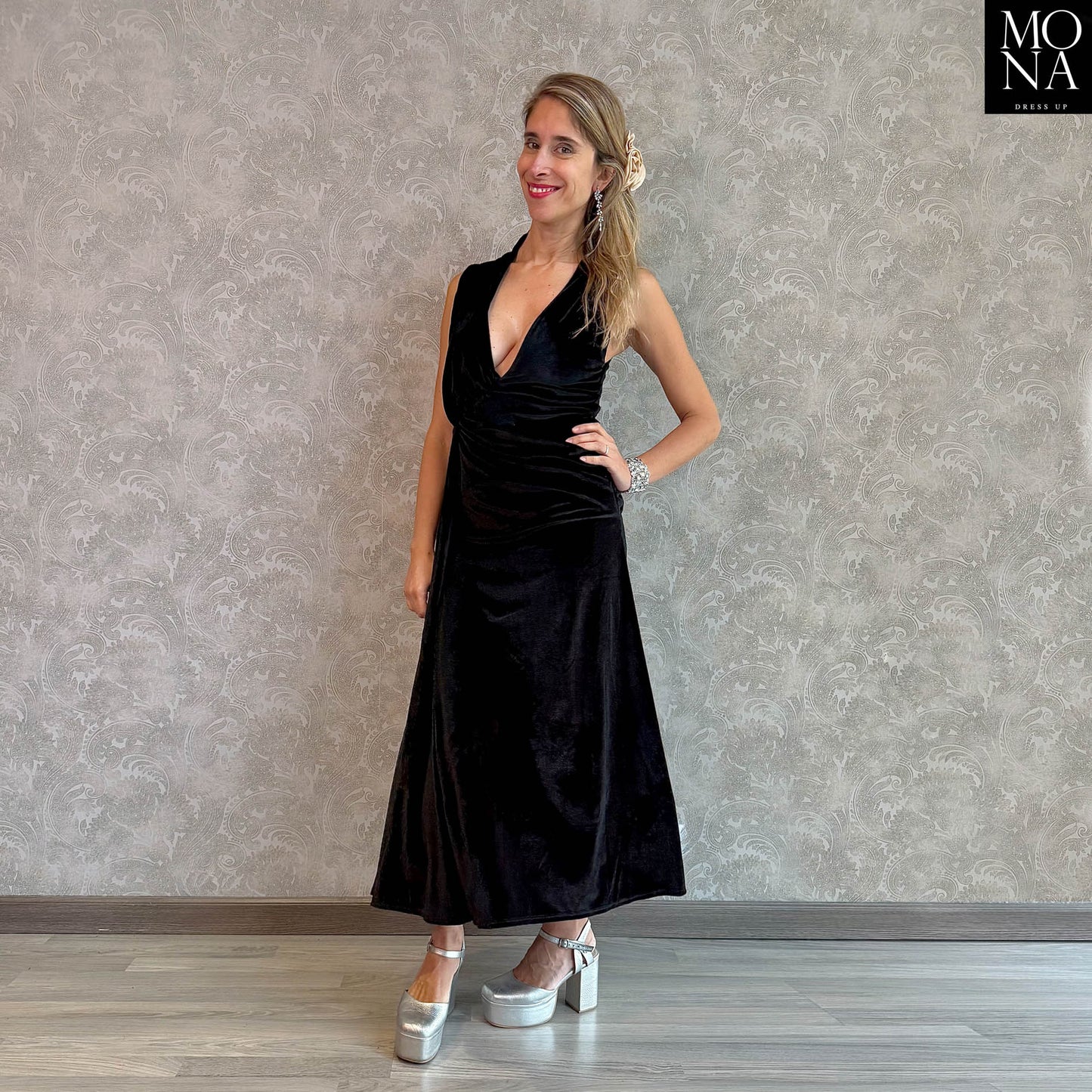 VESTIDO LARGO DONNA NEGRO