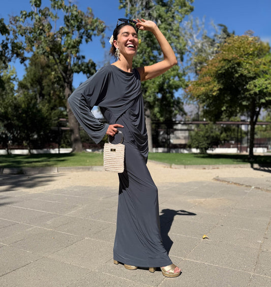 VESTIDO LARGO LUISA GRIS