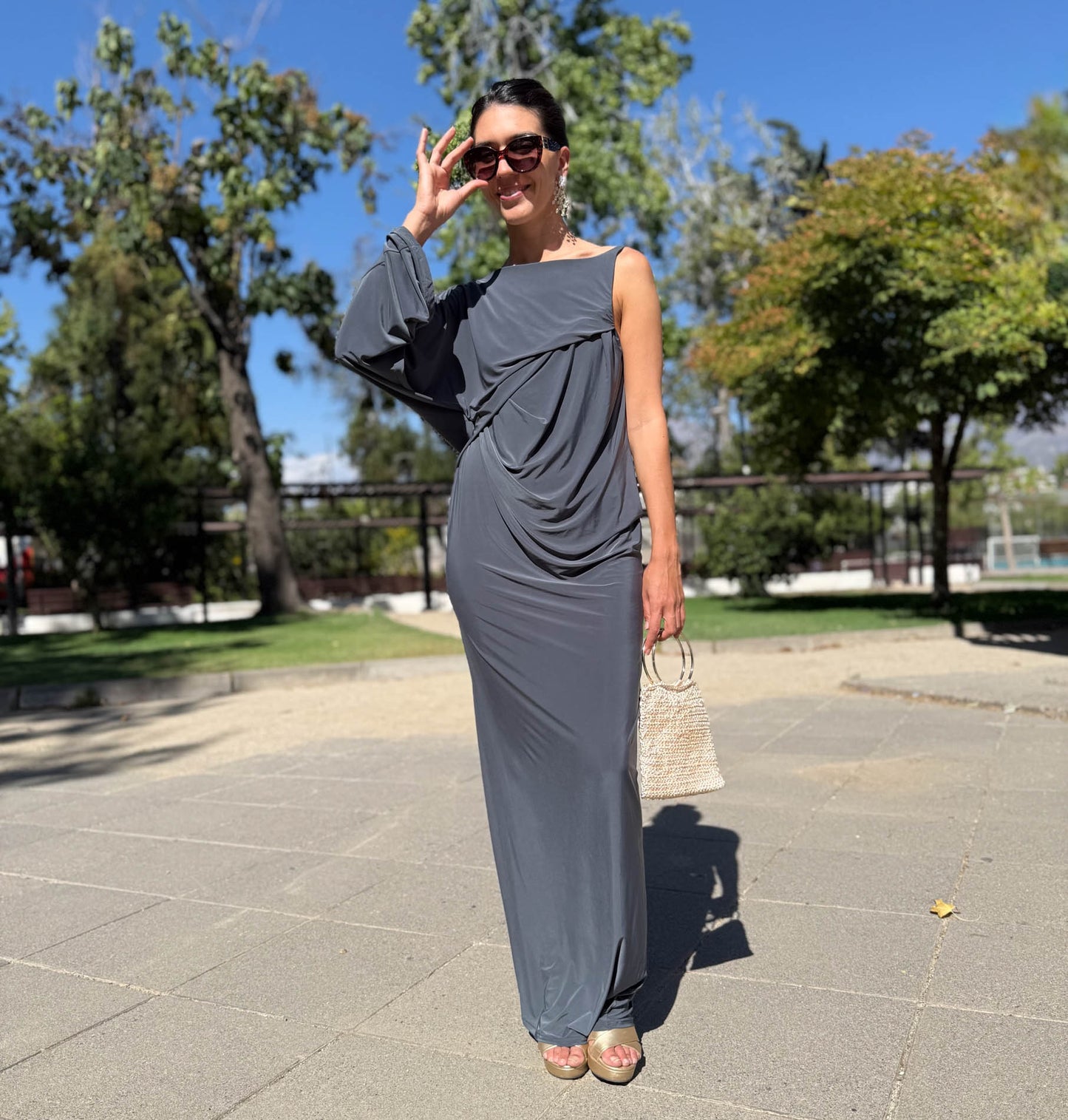 VESTIDO LARGO LUISA GRIS