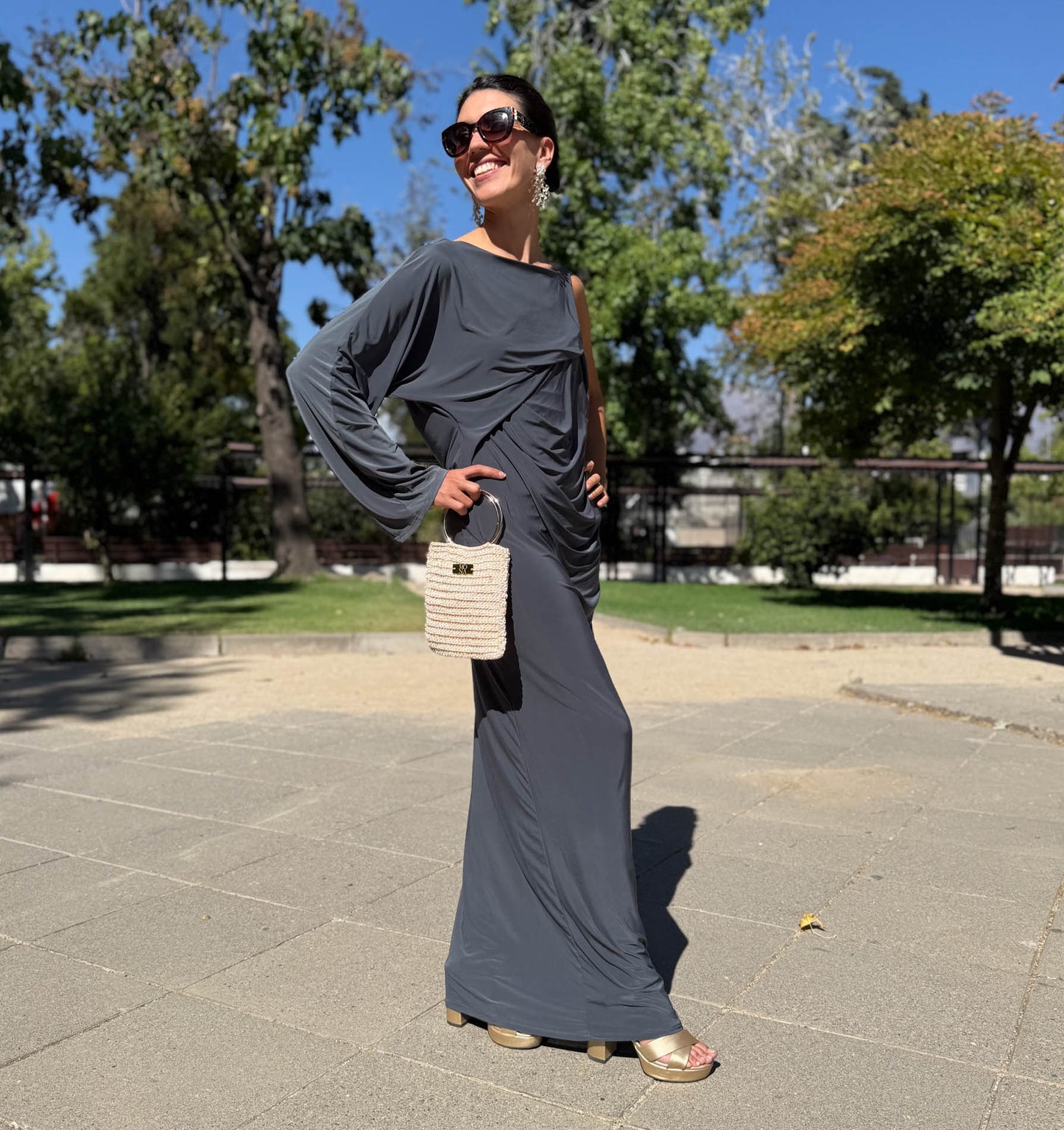 VESTIDO LARGO LUISA GRIS
