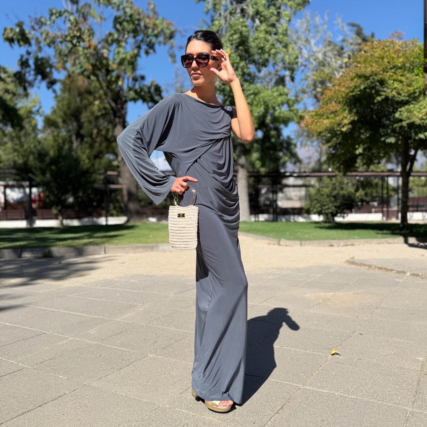 VESTIDO LARGO LUISA GRIS