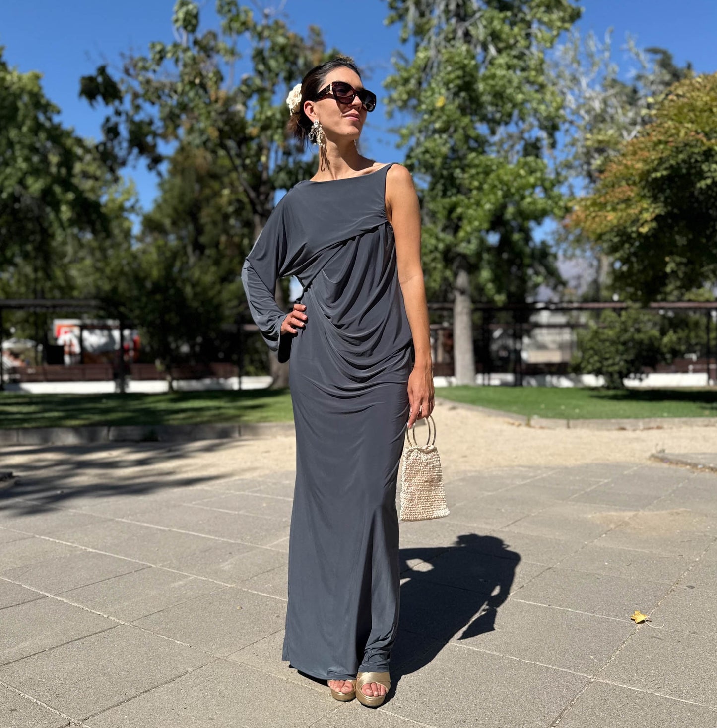 VESTIDO LARGO LUISA GRIS