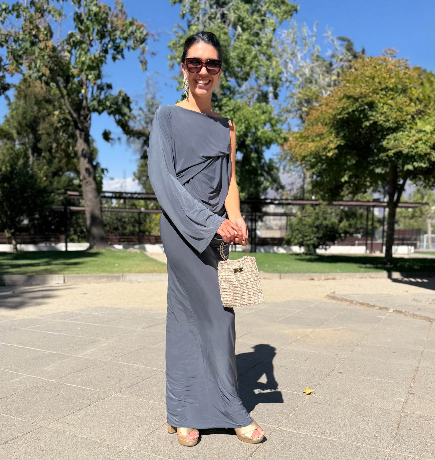 VESTIDO LARGO LUISA GRIS