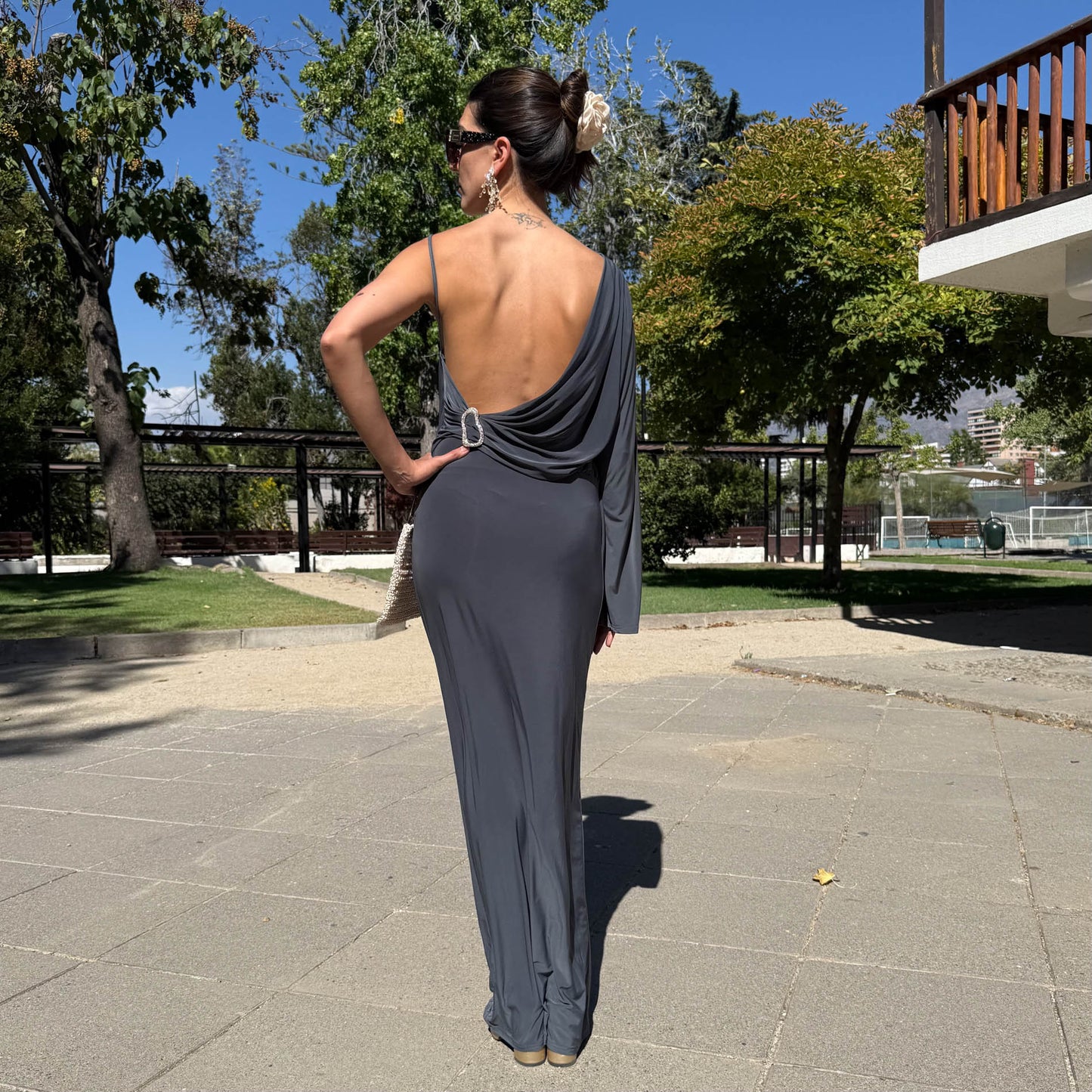 VESTIDO LARGO LUISA GRIS