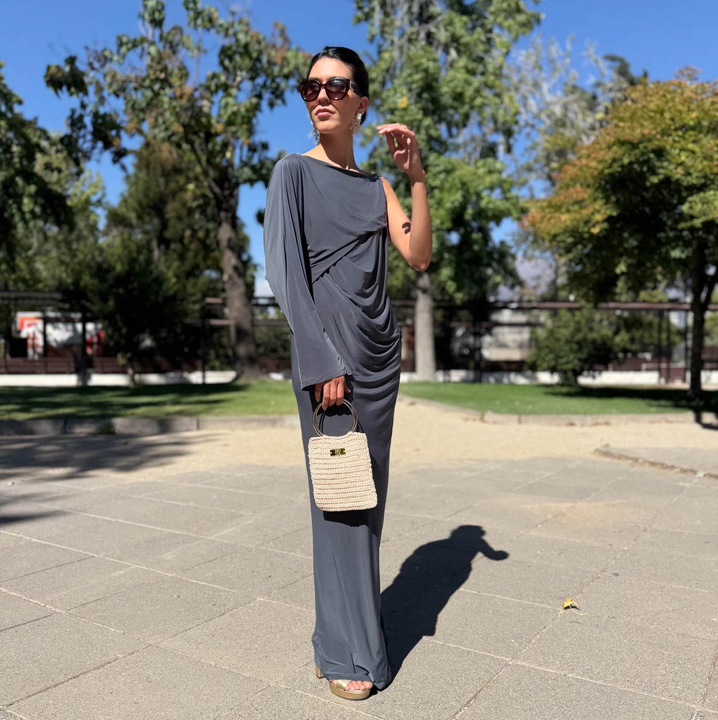 VESTIDO LARGO LUISA GRIS
