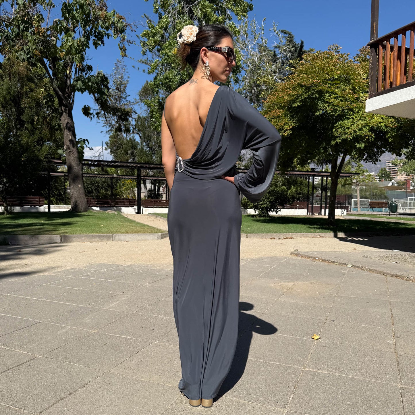 VESTIDO LARGO LUISA GRIS