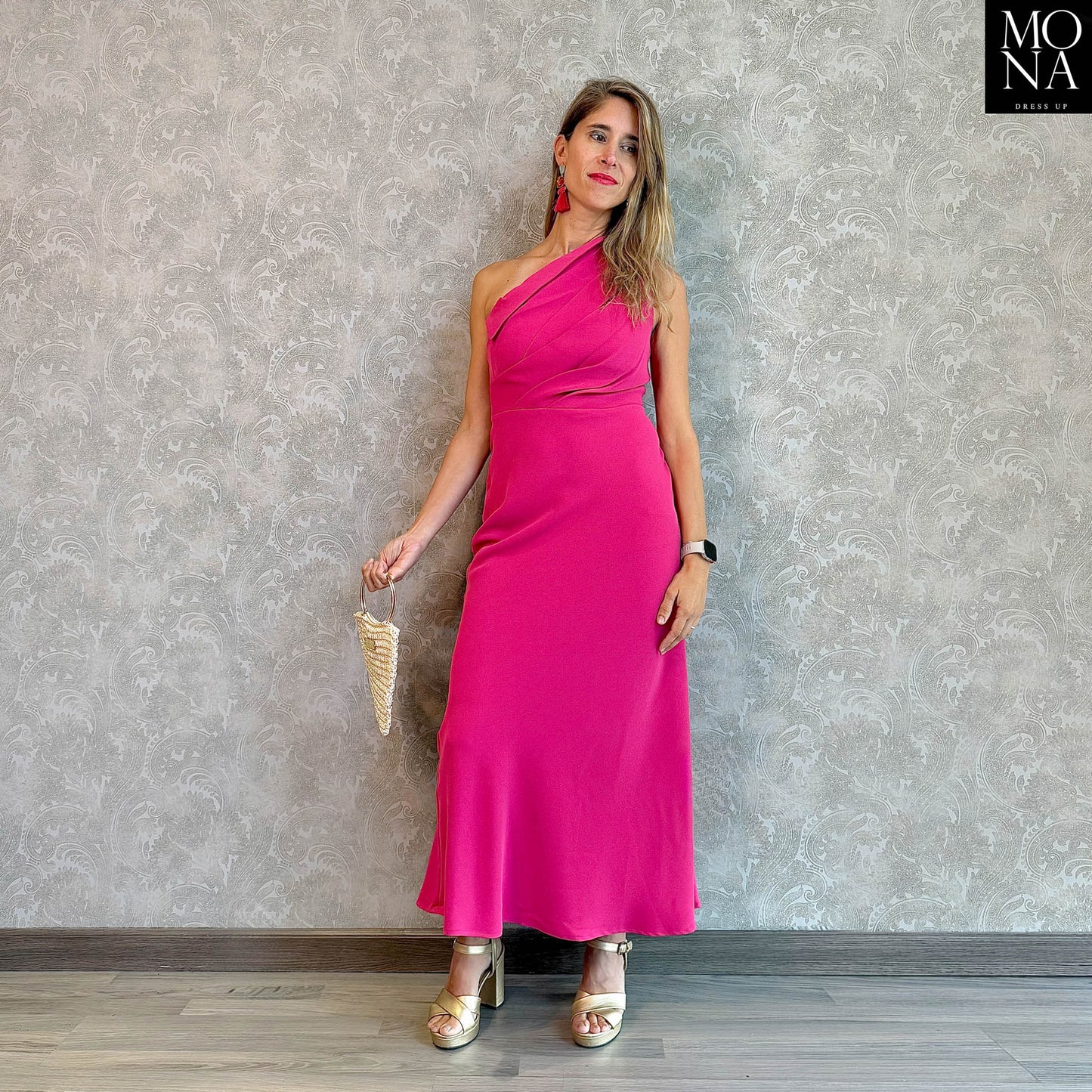 VESTIDO LARGO ALONSA FUCSIA