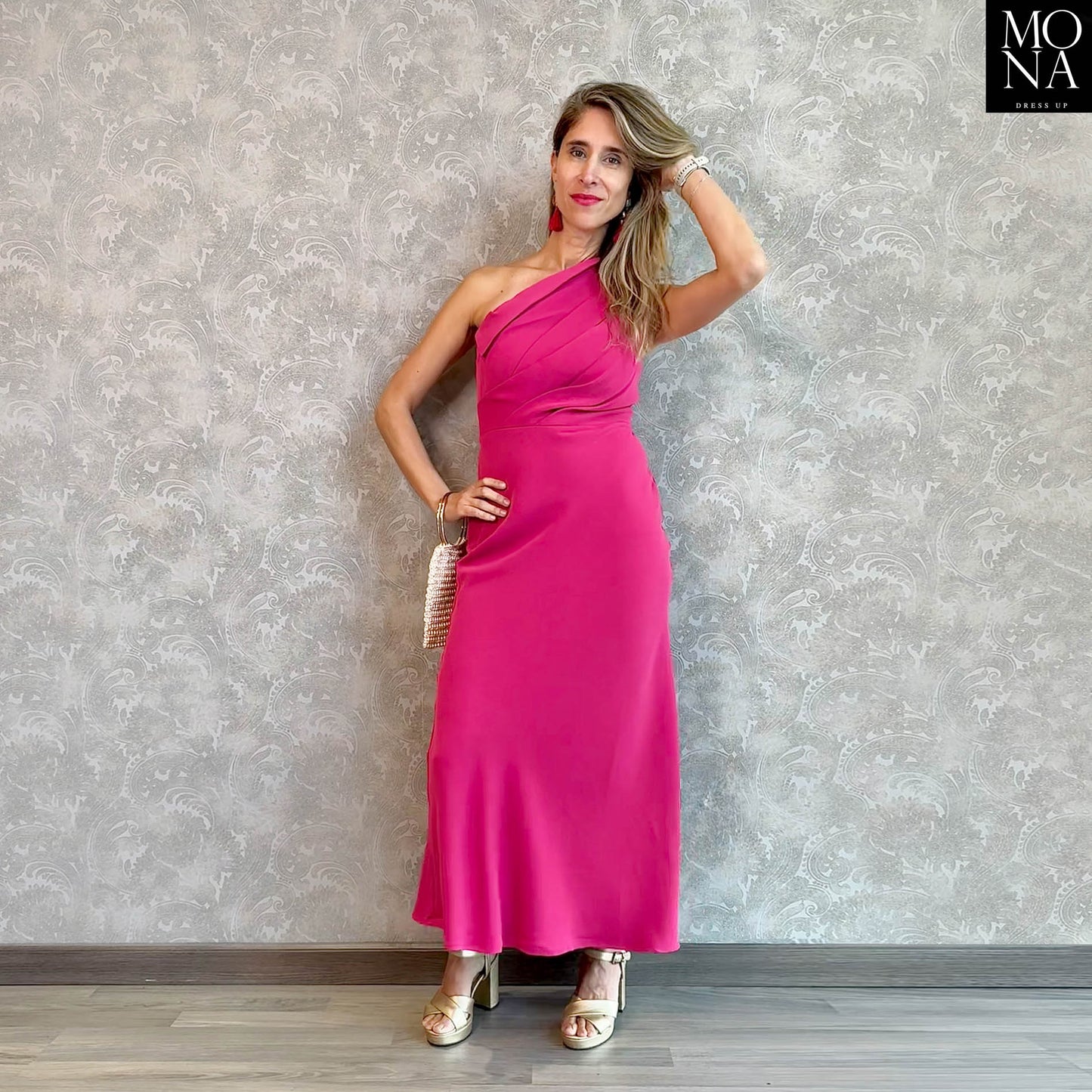 VESTIDO LARGO ALONSA FUCSIA