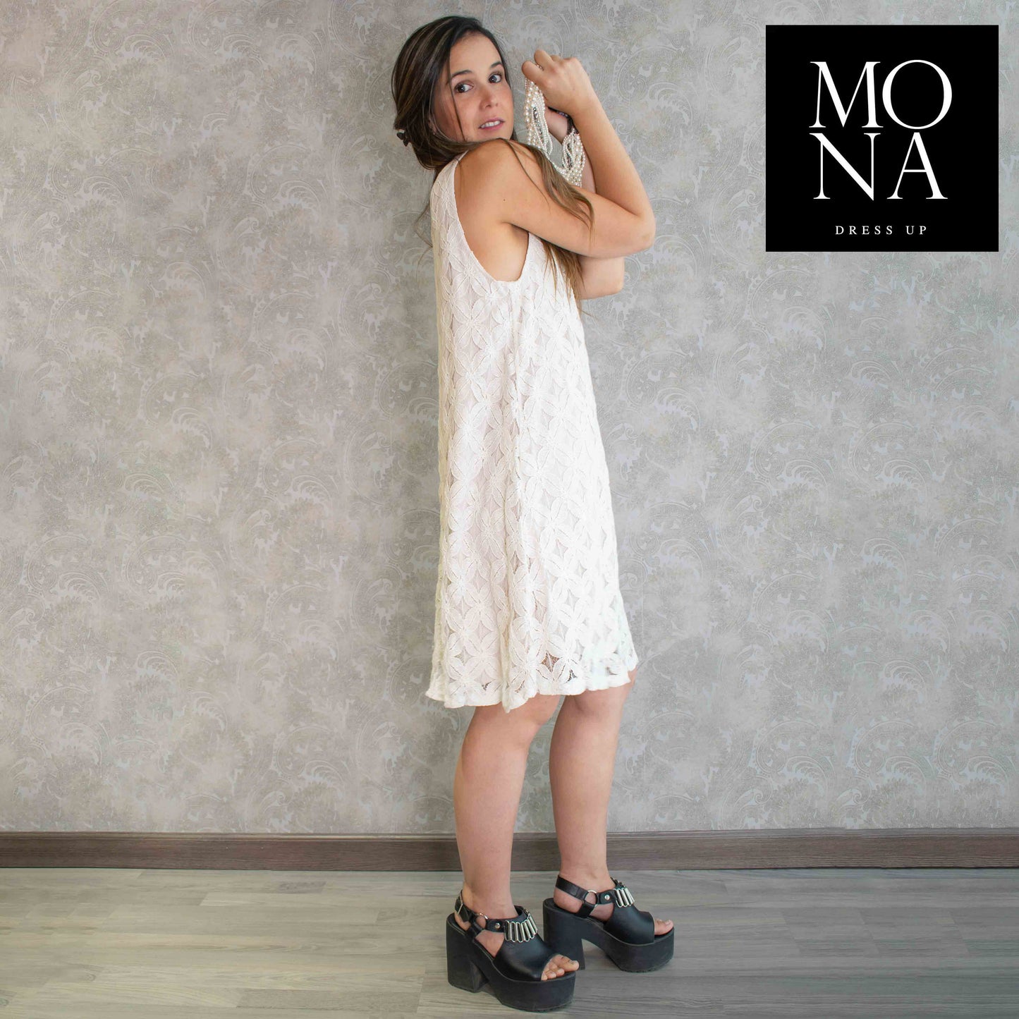 VESTIDO CORTO MARIETA CREMA