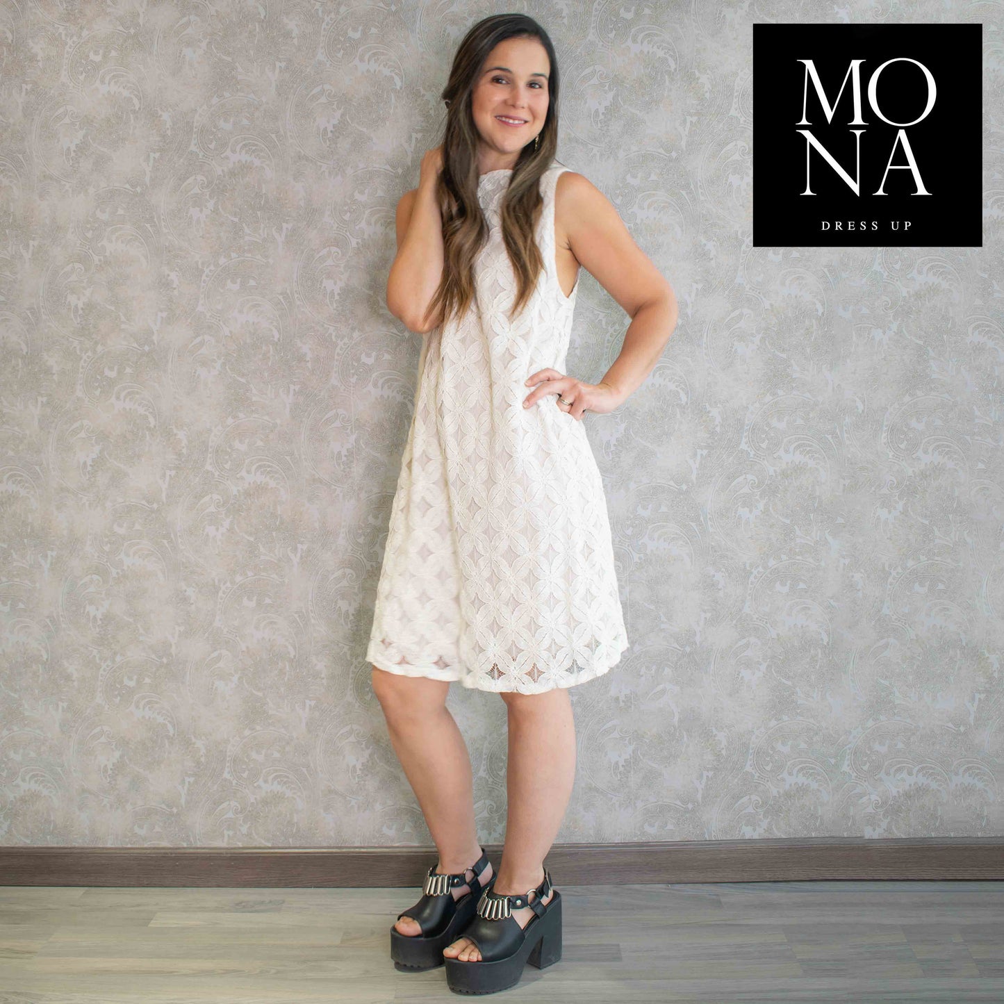 VESTIDO CORTO MARIETA CREMA