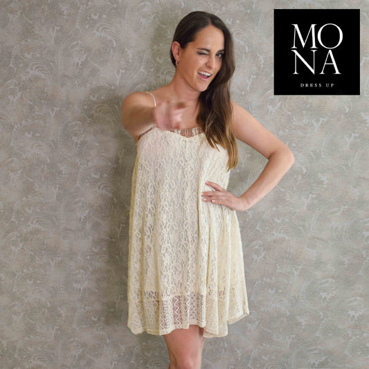 VESTIDO CORTO NORA CREMA