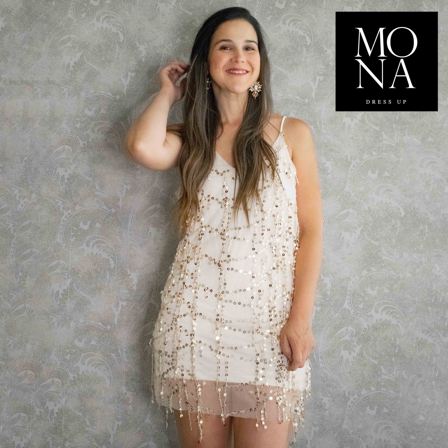 VESTIDO CORTO ERIN BEIGE