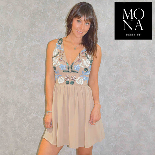 VESTIDO CORTO OFELIA BEIGE