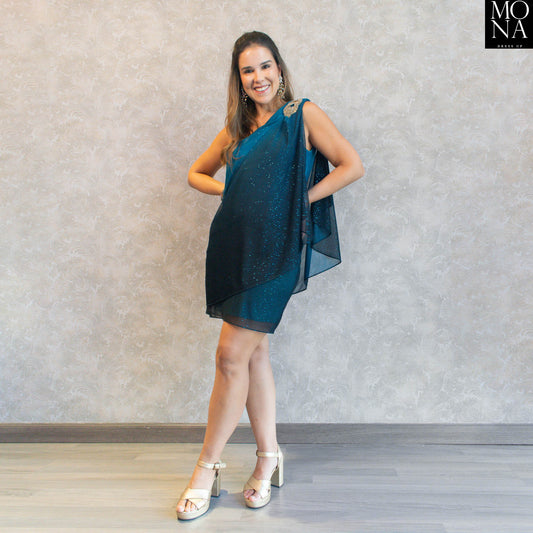 VESTIDO CORTO ANTONIA PETROLEO